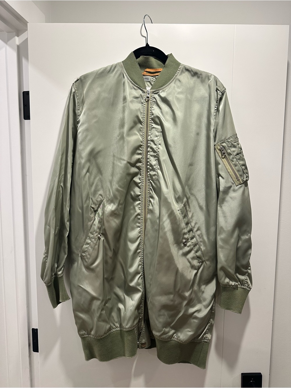 Maison Martin Margiela Light Olive Satin Bomber Jacket